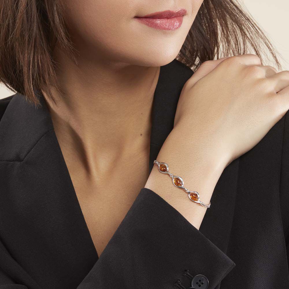 Bracelet Argent Blanc Mounyaae Ambre - Bracelets chaînes Femme | Marc Orian