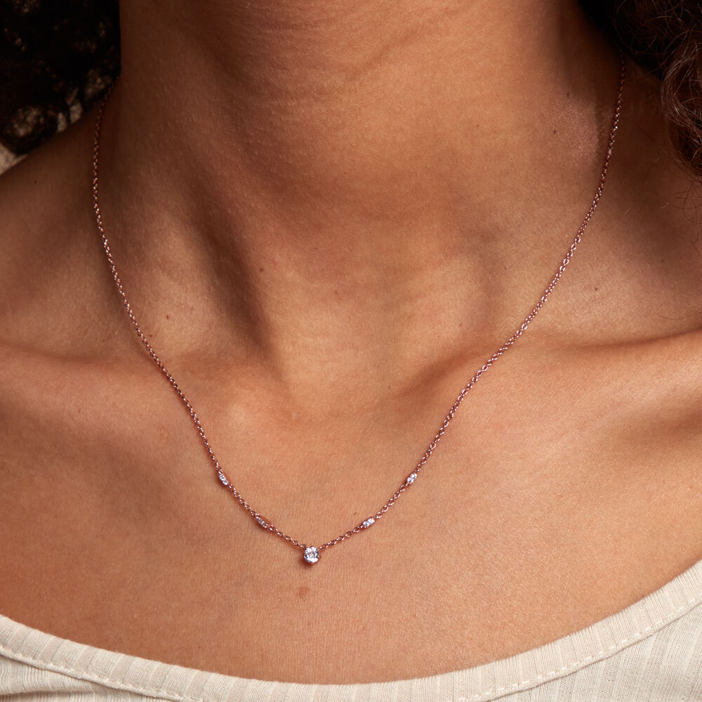 Collier Gemmie Argent Rose Oxyde De Zirconium - Colliers avec pierres Femme | Marc Orian