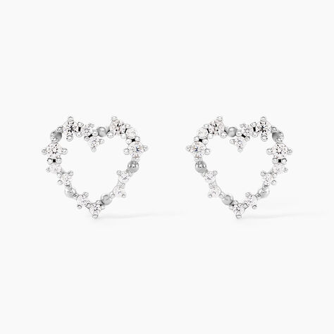Boucles D'Oreilles Puces Lovella Argent Blanc Oxyde De Zirconium - Puces Femme | Marc Orian