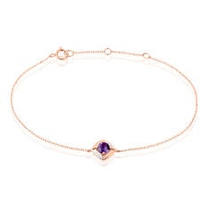 Bracelet Anaelle Or Rose Amethyste Et Diamant - Bracelets chaînes Femme | Marc Orian