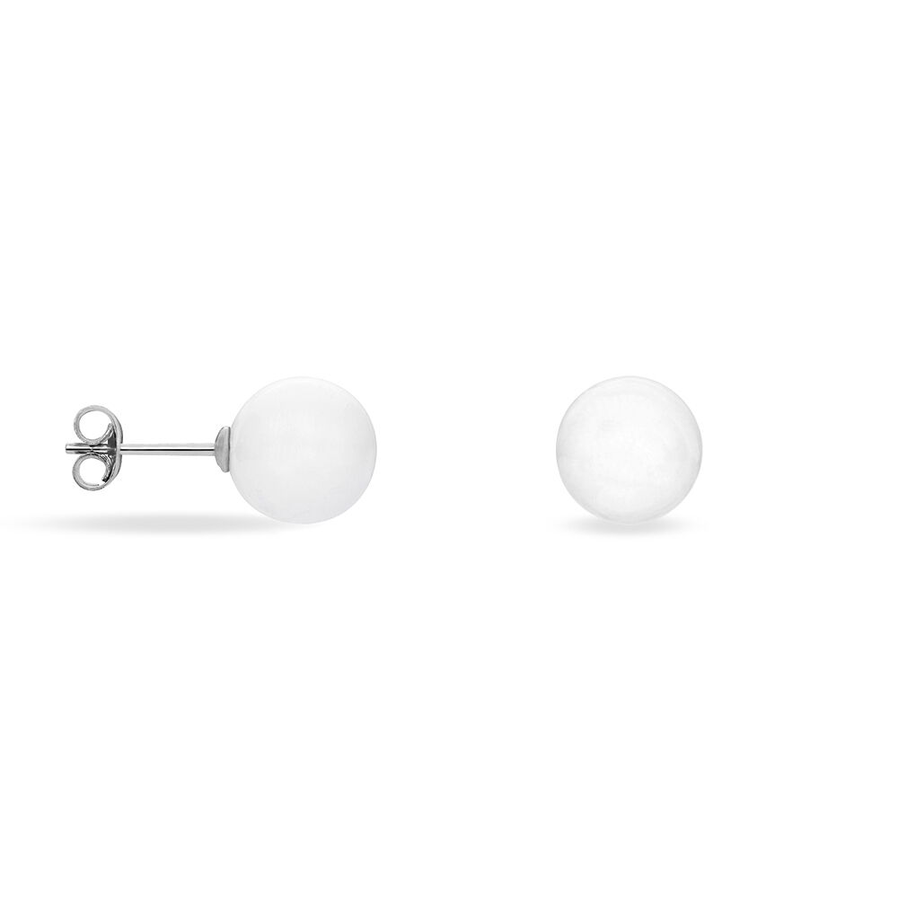 Boucles D'oreilles Puces Orbe Argent Blanc Céramique - Puces Femme | Marc Orian