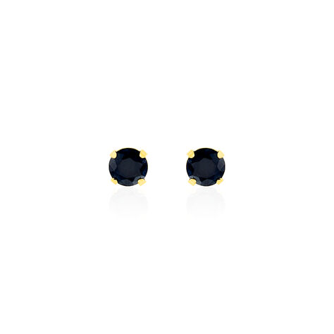 Boucles D'oreilles Puces Elea Serti Griffe Or Jaune Saphir - Puces Femme | Marc Orian