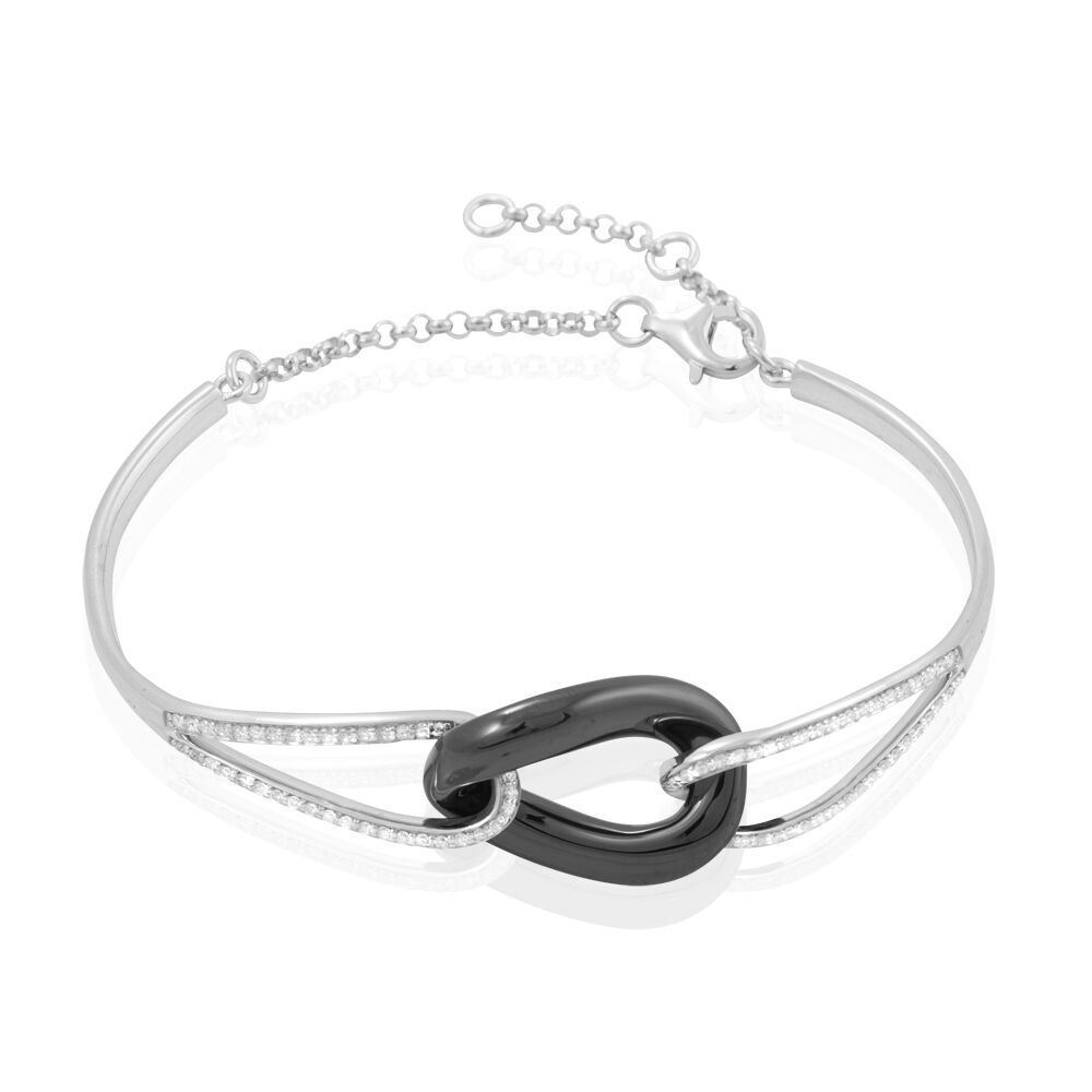 Bracelet Jonc Ceramik Design Argent  C&eacute;ramique Et Oxyde De Zirconium - Bracelets Pierre Femme | Marc Orian