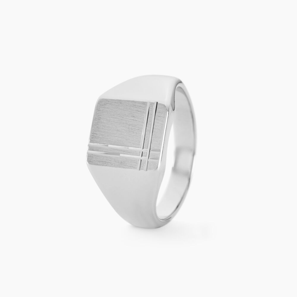 Chevalière Cillian Argent Blanc - Bijoux personnalisés Homme | Marc Orian