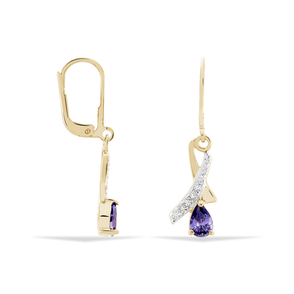 Boucles D'oreilles Pendantes Dyanah Plaque Or Jaune Oxyde De Zirconium - Pendantes Femme | Marc Orian