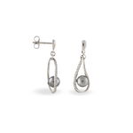 Boucles D'oreilles Pendantes Alexya Argent Perle D'imitation Et Oxyde - Pendantes Femme | Marc Orian