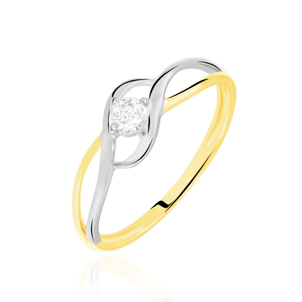 Bague Croise Or Bicolore Oxyde De Zirconium - Solitaires Femme | Marc Orian