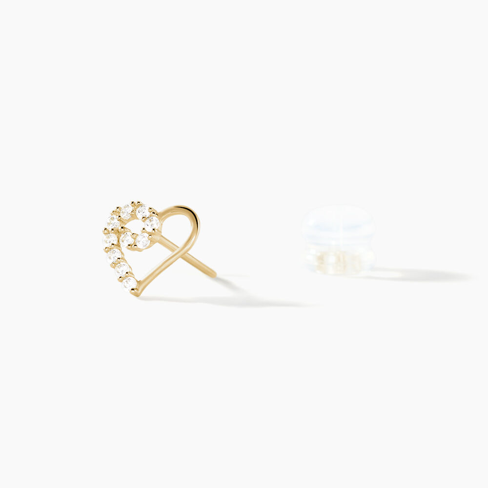 Boucles D'oreilles Puces Daria Cœur Or Jaune Oxyde De Zirconium - Puces Femme | Marc Orian