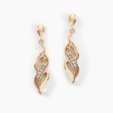 Boucles D'oreilles Pendantes Ishaae Plaqué Or Jaune Oxyde De Zirconium - Boucles d'oreilles Pendantes Femme | Marc Orian