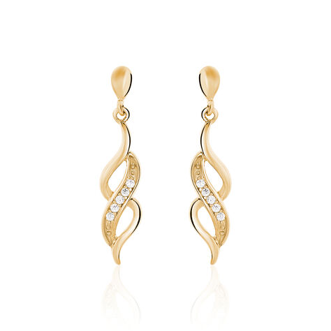 Boucles D'oreilles Pendantes Ishaae Plaqué Or Jaune Oxyde De Zirconium - Boucles d'oreilles Pendantes Femme | Marc Orian