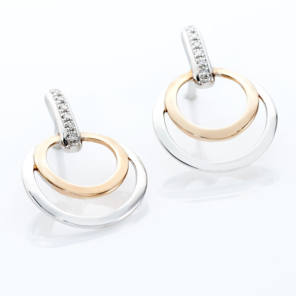 Boucles D'oreilles Pendantes Eloisia Or Bicolore Diamant -  Femme | Marc Orian