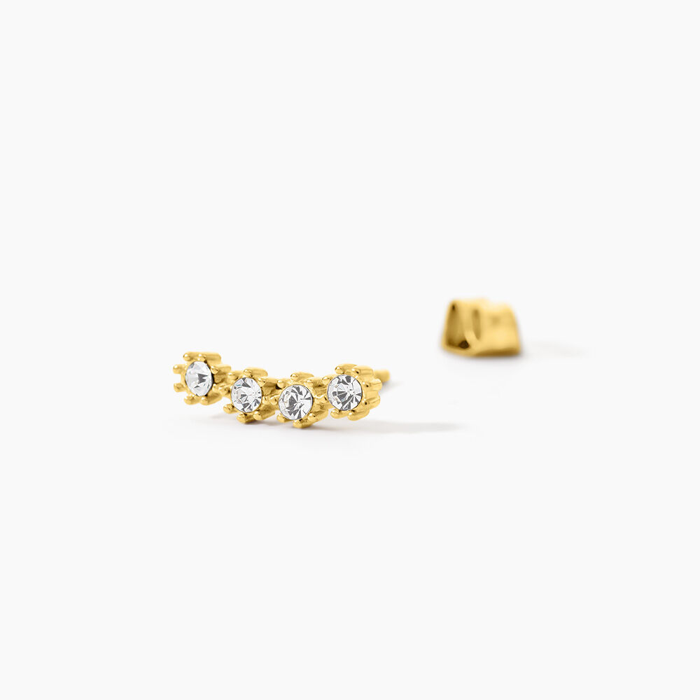 Boucles D'oreilles Puces Eva Acier Jaune Cristal - Puces Femme | Marc Orian