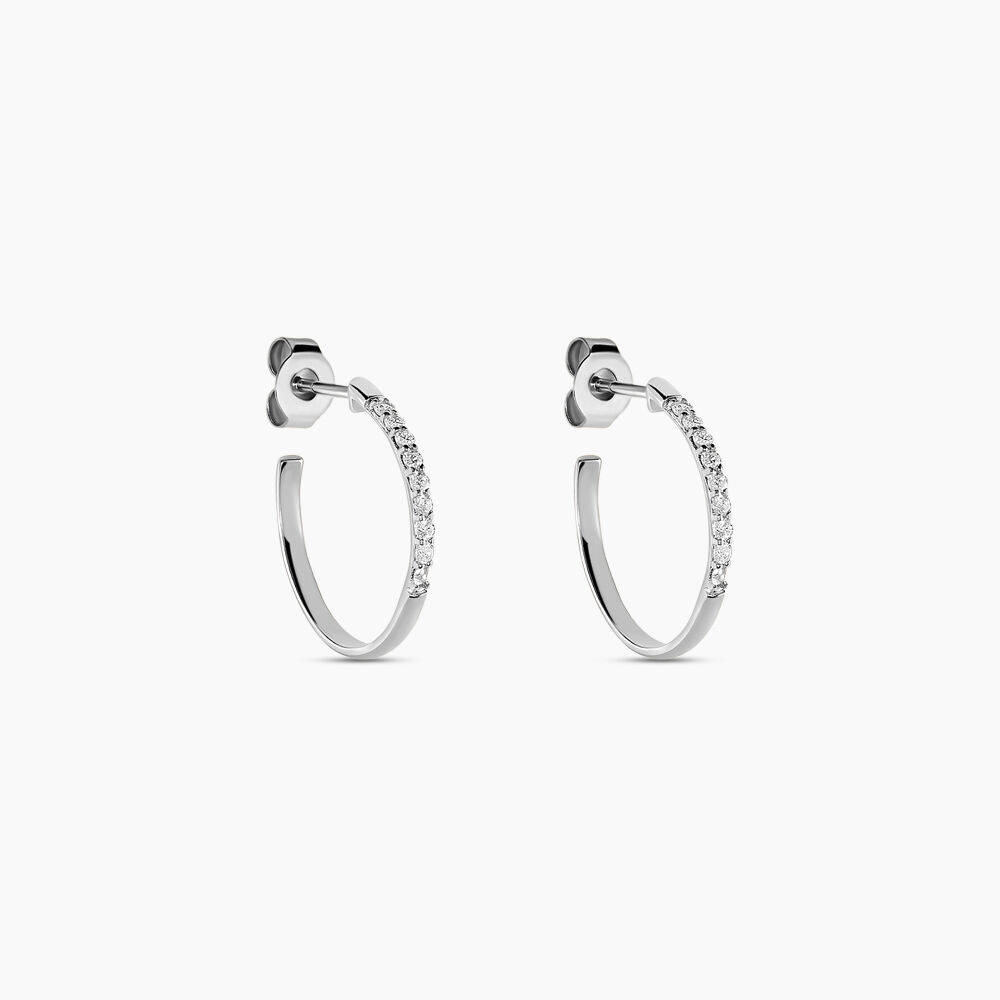 Créoles Ahab Argent Blanc Oxyde De Zirconium - Créoles Femme | Marc Orian