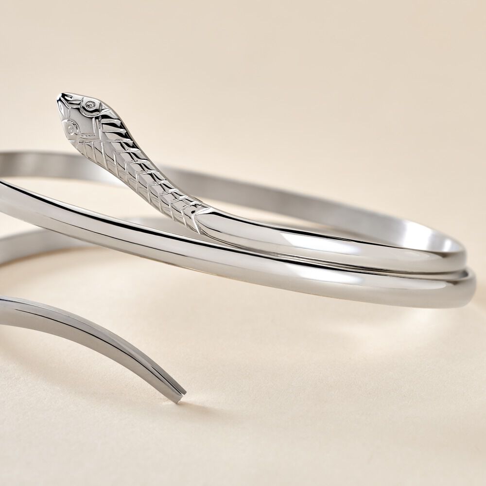 Bracelet Jonc Solitaae Argent Blanc - Bracelets joncs Femme | Marc Orian