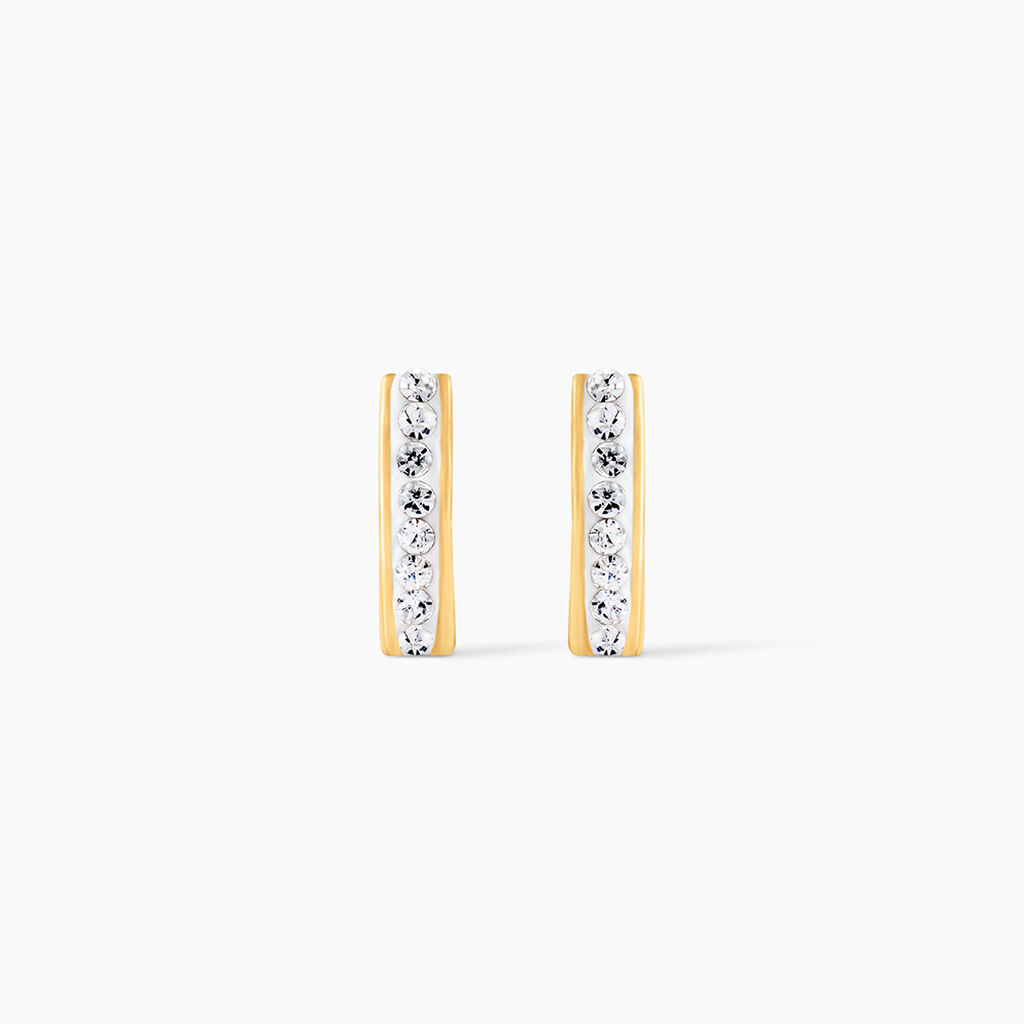 Boucles D'oreilles Puces Edme Barrettes Or Jaune Strass - Puces Femme | Marc Orian