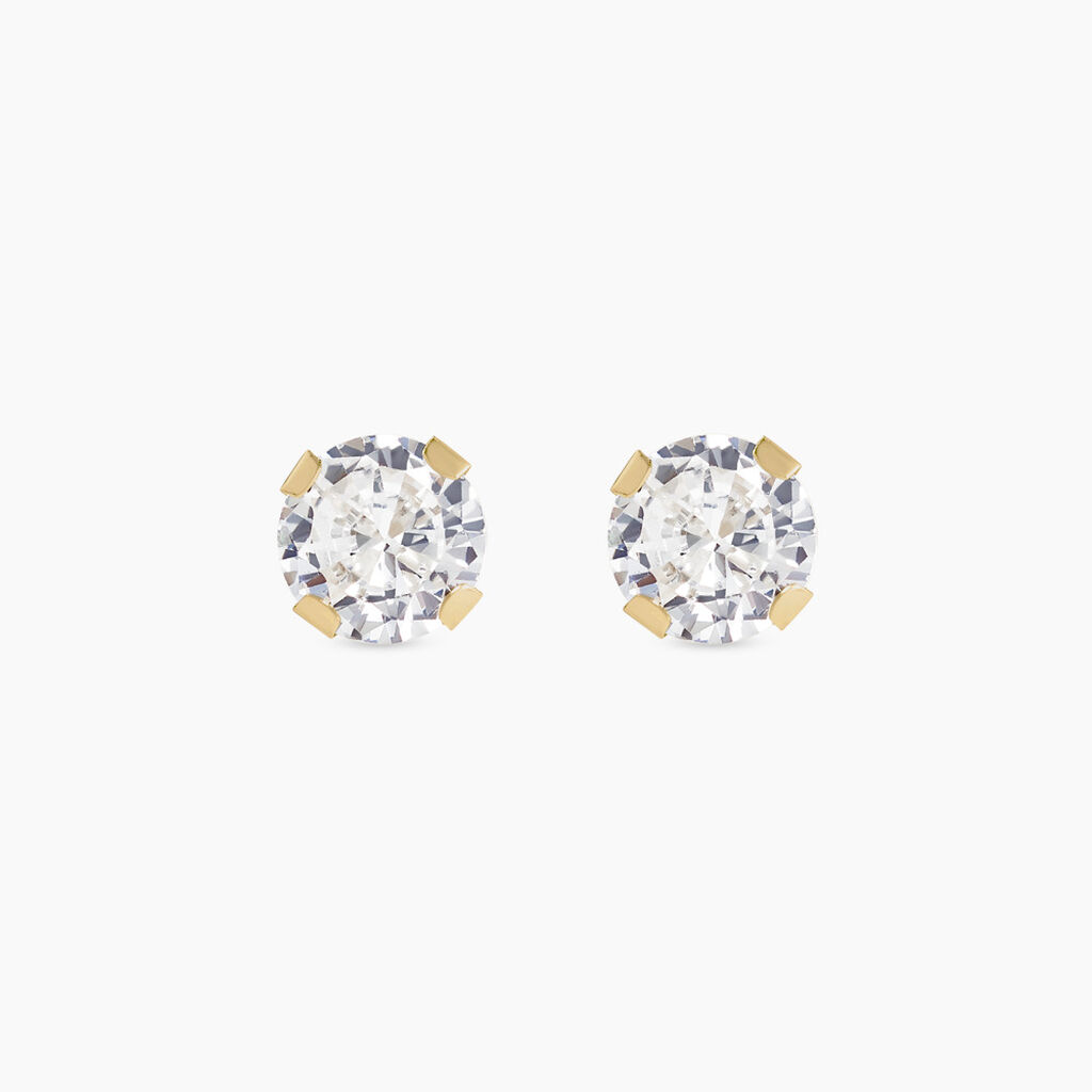 Boucles D'oreilles Puces Eddie Or Jaune Oxyde De Zirconium - Puces Femme | Marc Orian