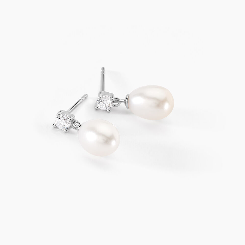 Boucles D'oreilles Pendantes Dolores Argent  Perle De Culture Et Oxyde - Pendantes Femme | Marc Orian