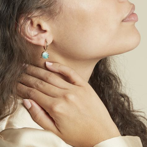 Créoles Plaqué Or Neassa Malachite - Boucles d'oreilles Créoles Femme | Marc Orian