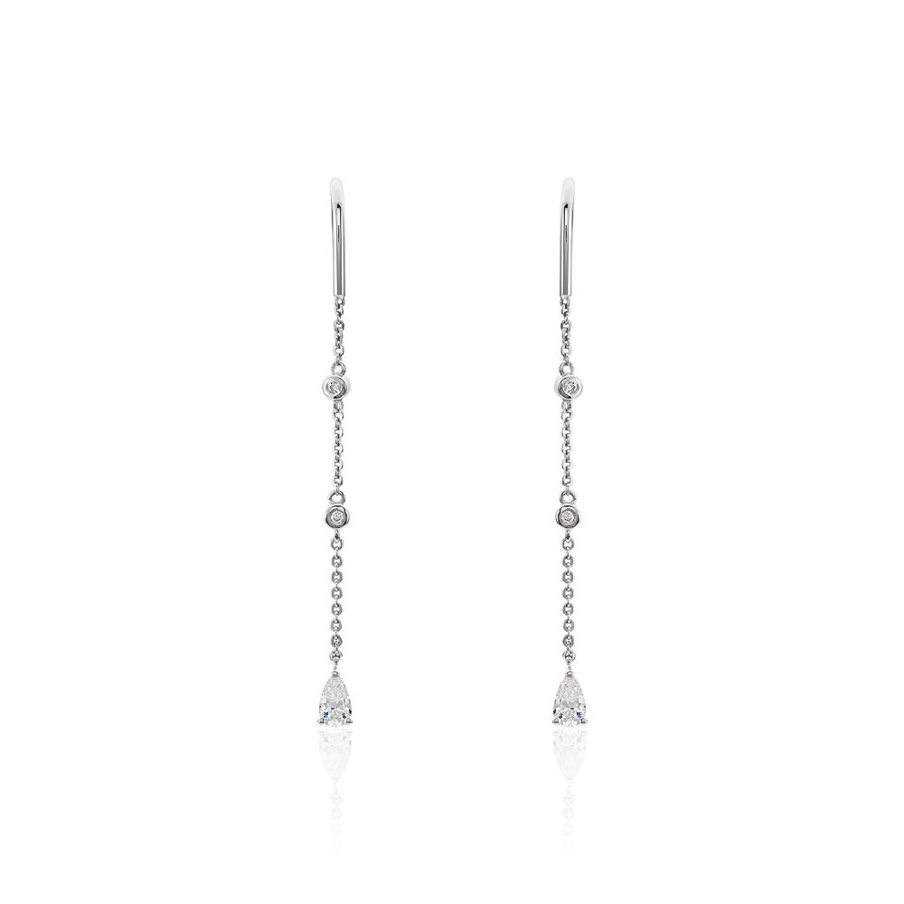 Boucles D'oreilles Pendantes Mascaret Argent Blanc Oxyde De Zirconium - Pendantes Femme | Marc Orian