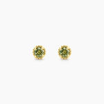 Boucles D'Oreilles Puces Argent Jaune 925/1000 Cercle P&eacute;ridot Vert - Puces Femme | Marc Orian