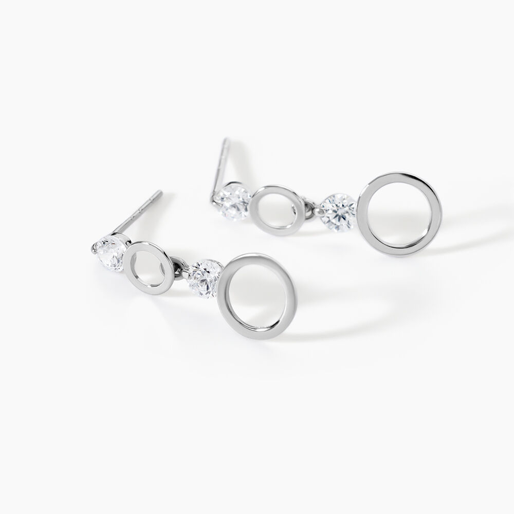 Boucles D'oreilles Puces Wynona Or Blanc Oxyde - Pendantes Femme | Marc Orian