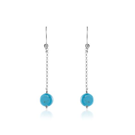Boucles D'oreilles Pendantes Graziana Argent Blanc Turquoise - Pendantes Femme | Marc Orian
