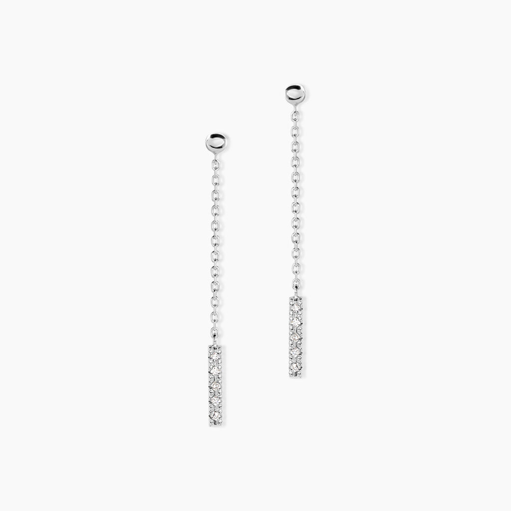 Boucles D'oreilles Pendantes Marjenka Or Blanc Diamant - Pendantes Femme | Marc Orian