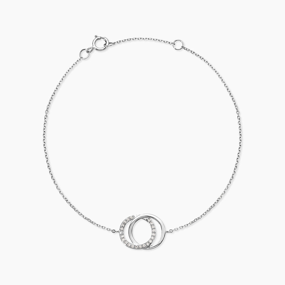 Bracelet Or Blanc Tresha Diamants - Bracelets Anneaux Entrelaces Femme | Marc Orian