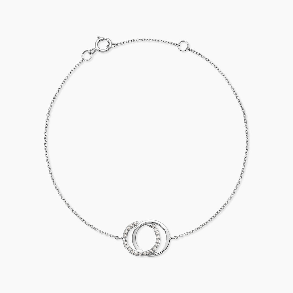 Bracelet Or Blanc Tresha Diamants - Bracelets Anneaux Entrelaces Femme | Marc Orian