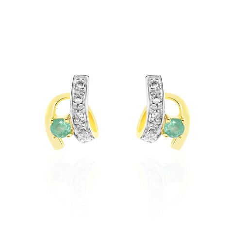 Boucles D'oreilles Puces Loubra Or Jaune Emeraude - Puces Femme | Marc Orian