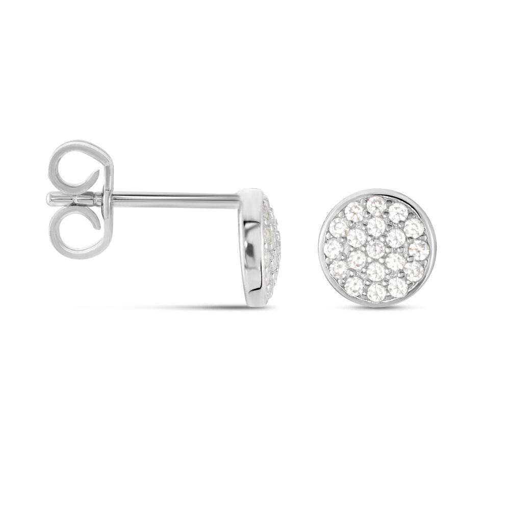 Boucles D'oreilles Puces Argent Blanc Victorin Oxydes De Zirconium - Puces Femme | Marc Orian