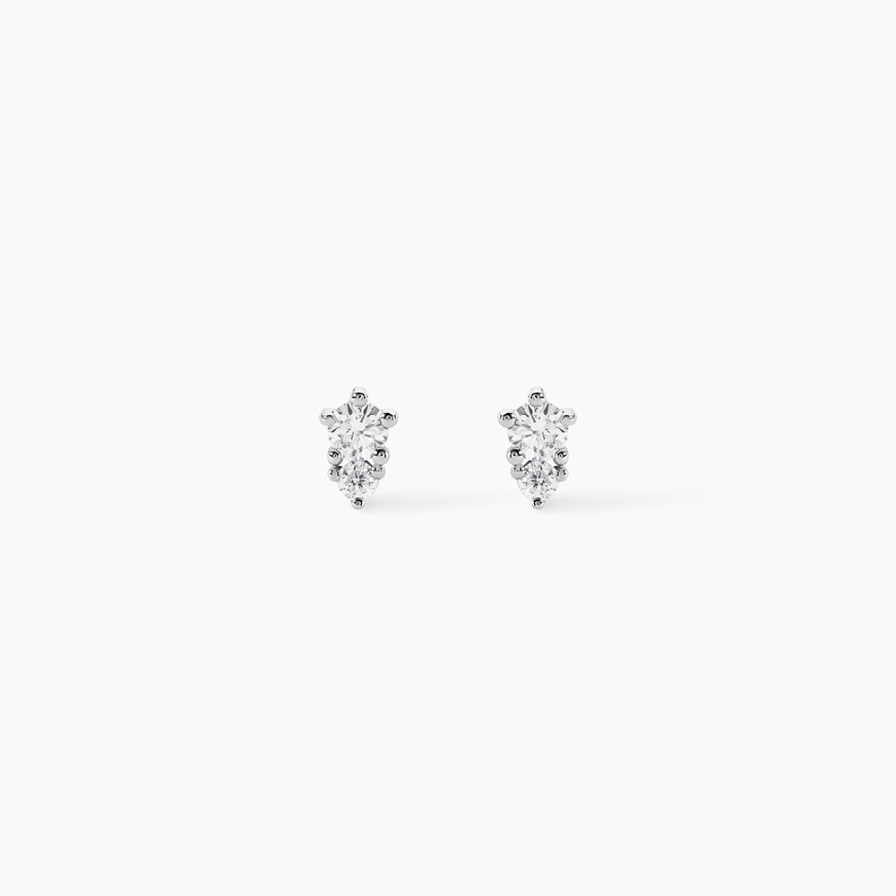 Boucles D'oreilles Puces Almira Argent Blanc Oxyde De Zirconium - Puces Femme | Marc Orian