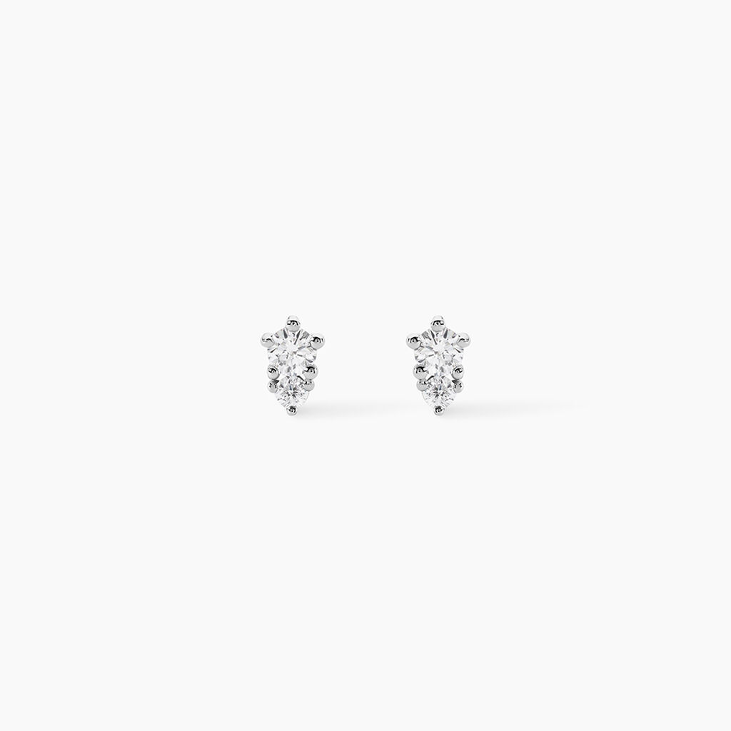Boucles D'oreilles Puces Almira Argent Blanc Oxyde De Zirconium - Puces Femme | Marc Orian