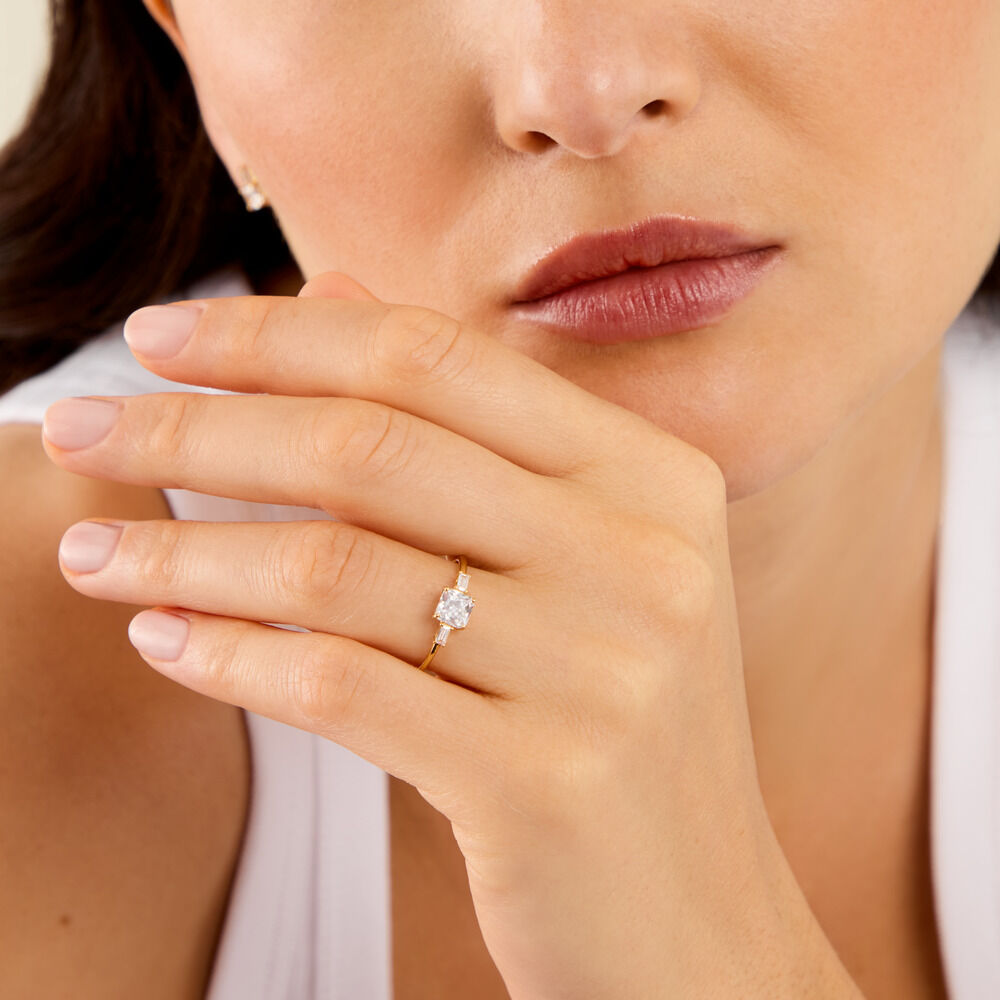 Bague Ga&euml;lle Argent Dor&eacute; A L'Or 750/1000 Oxyde De Zirconium - Solitaires Femme | Marc Orian