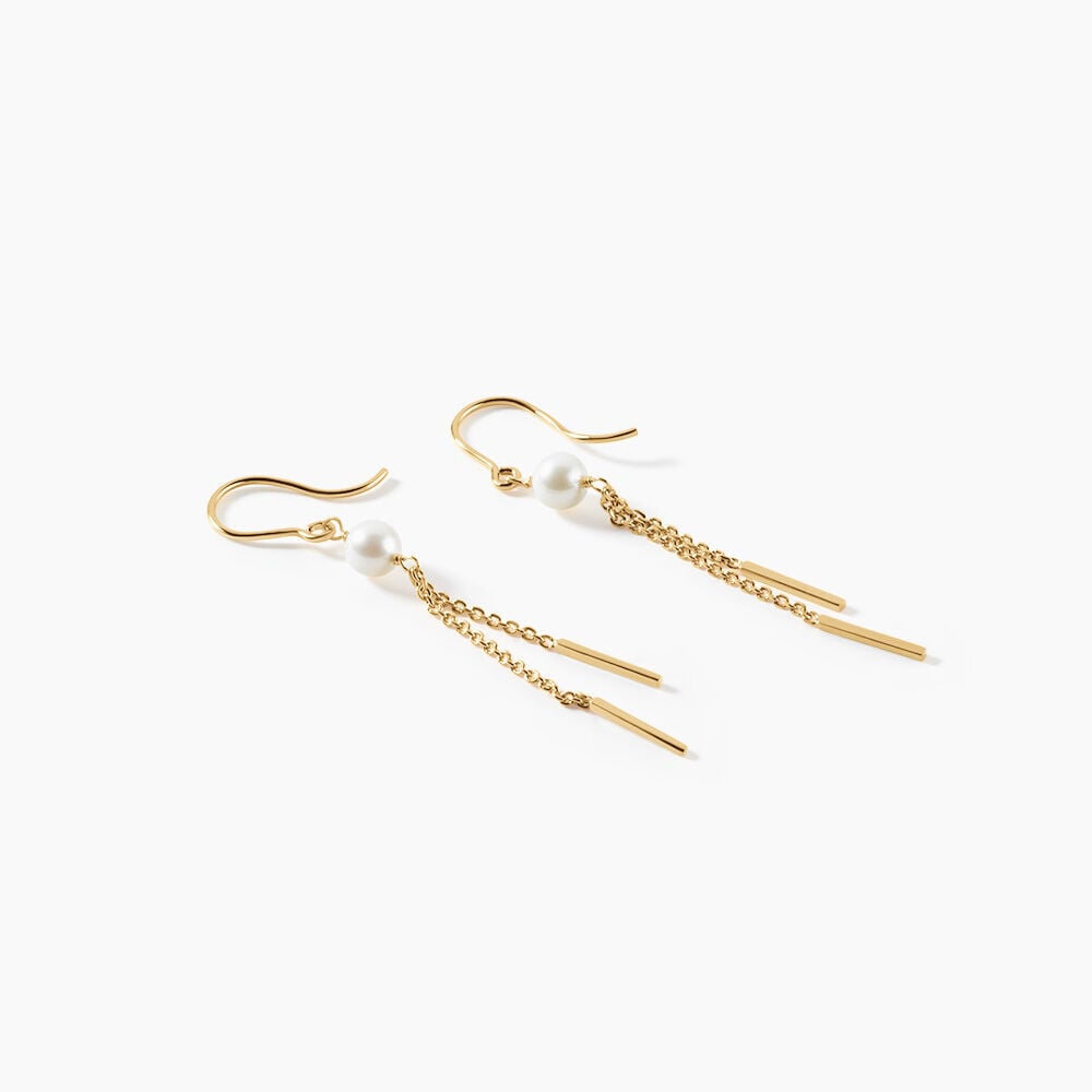Boucles D'Oreilles Pendantes Salman Argent Dor&eacute; A L'Or 750/1000 Perle De Culture - Pendantes  | Marc Orian