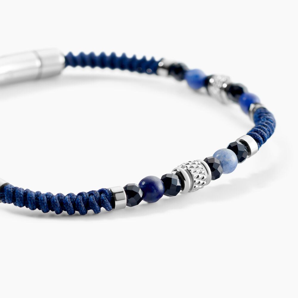 Bracelet Jourdan Arttu Acier Argent&eacute; Sodalite Agate - Bracelets cordons Homme | Marc Orian