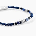 Bracelet Jourdan Arttu Acier Argent&eacute; Sodalite Agate - Bracelets cordons Homme | Marc Orian