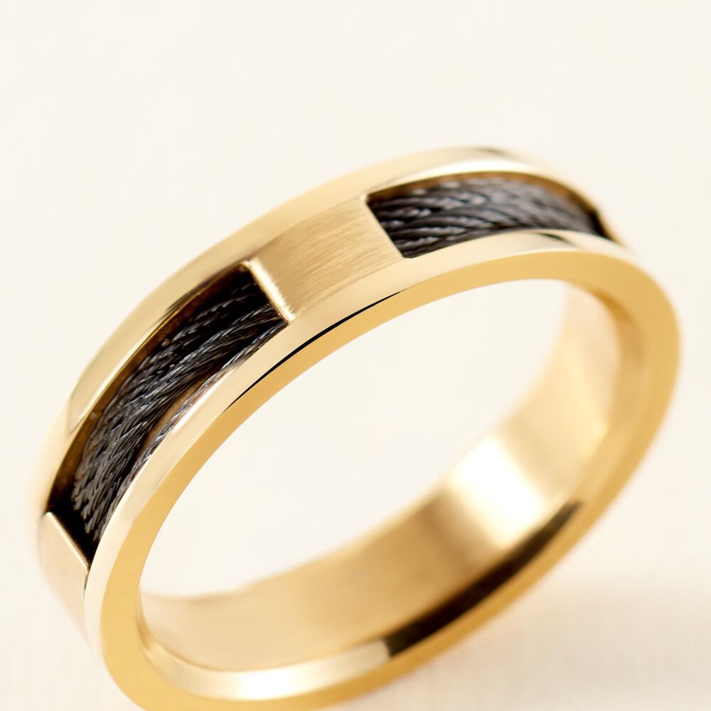 Bague Phebus Him Acier Jaune - Bagues dorées Homme | Marc Orian