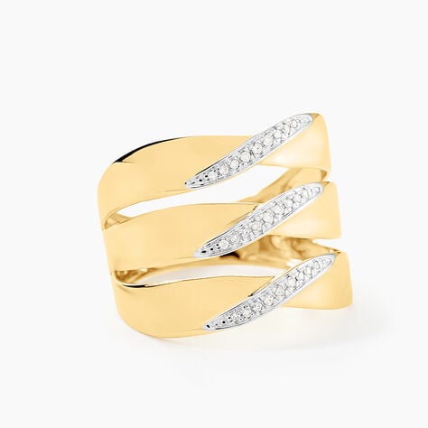 Bague Catharine 3 Rangs Or Jaune Diamant - Bagues pierres pr&eacute;cieuses Femme | Marc Orian