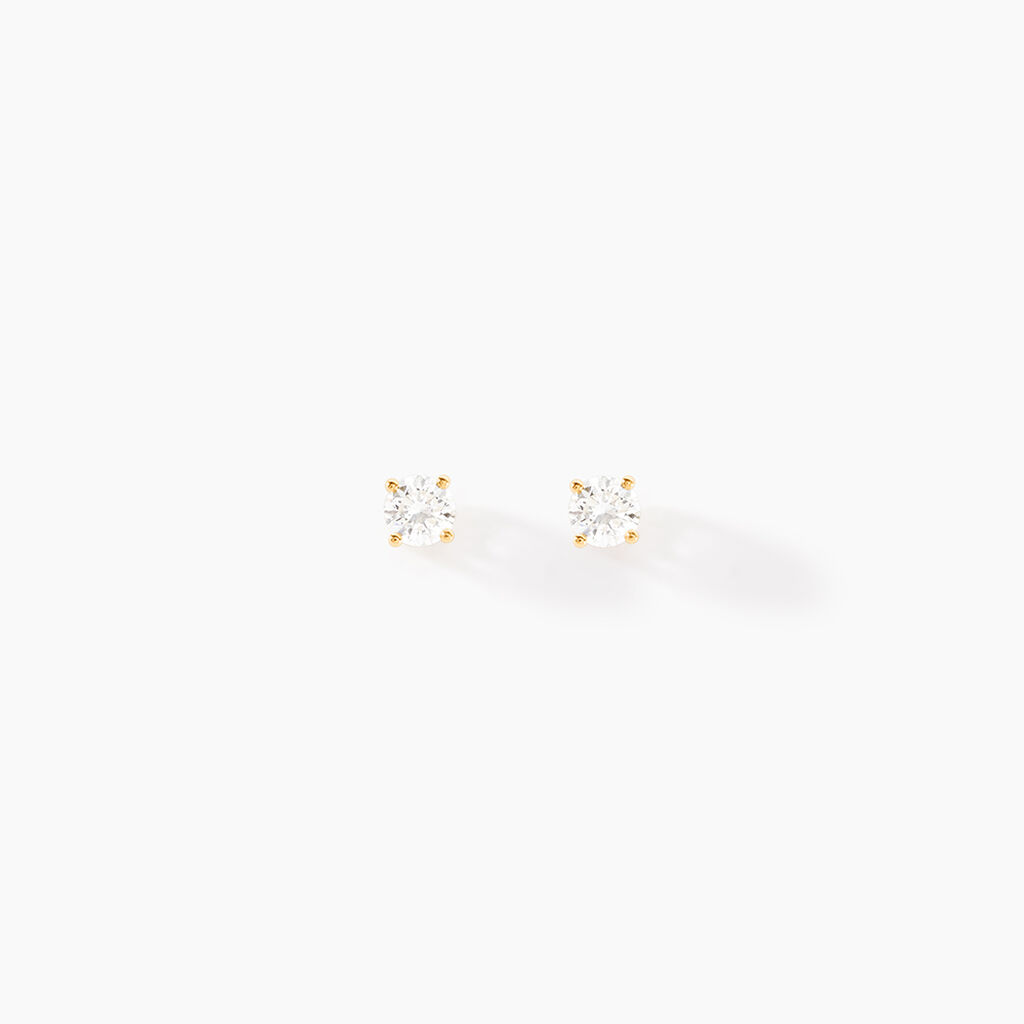 Boucles D'oreilles Puces Or Jaune Aphrodite Diamants - Puces Femme | Marc Orian