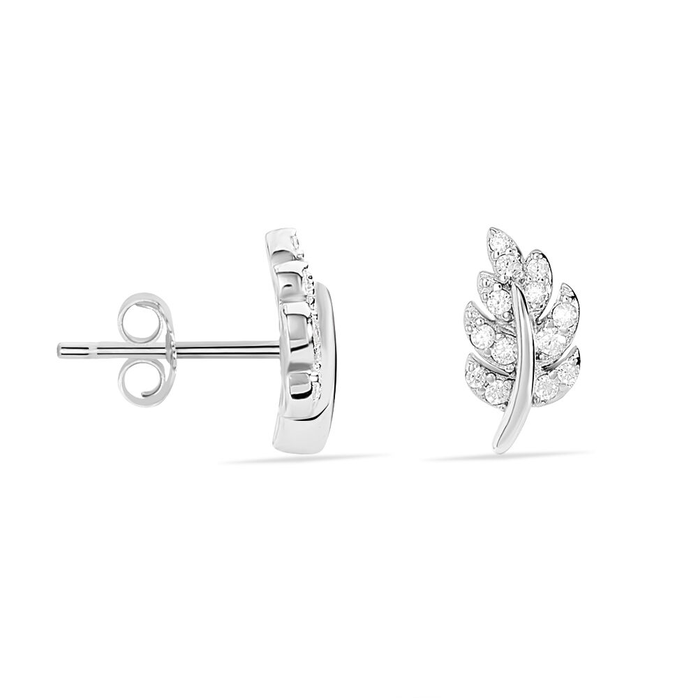 Boucles D'oreilles Puces Aleyna Argent Blanc Oxyde De Zirconium - Puces Femme | Marc Orian
