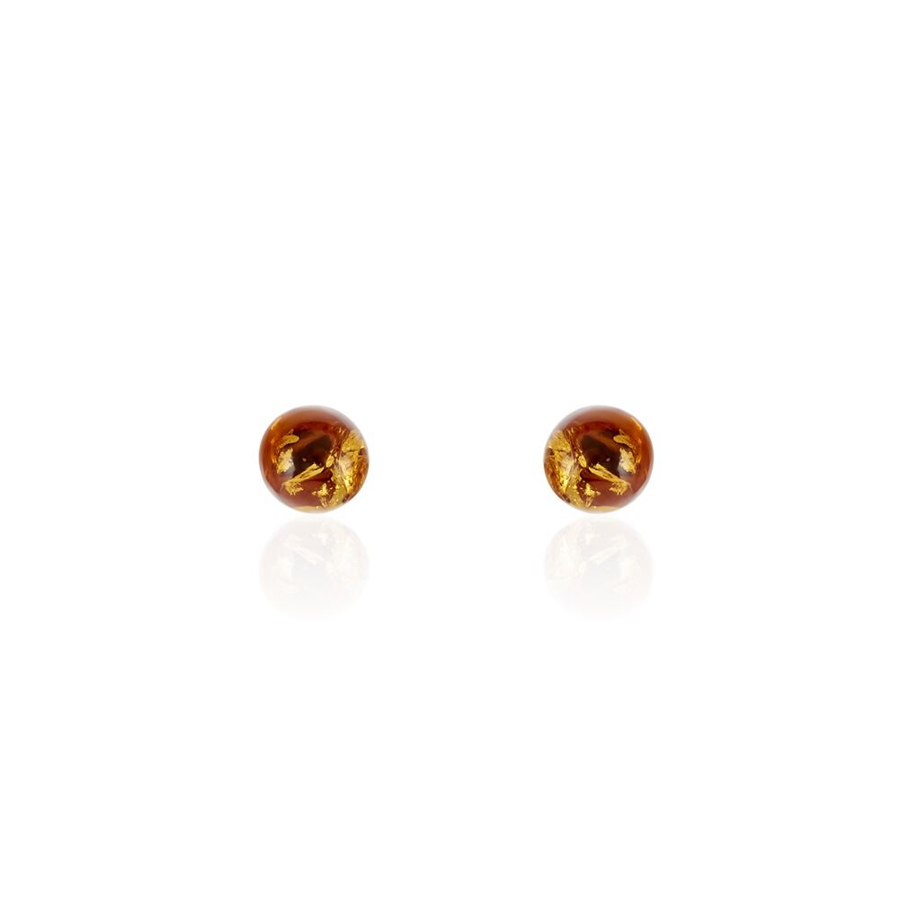 Boucles D'oreilles Puces Brunhild Argent Blanc Ambre - Puces Femme | Marc Orian