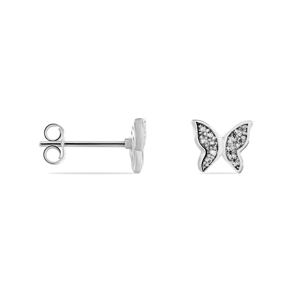 Boucles D'oreilles Puces Cadfan Argent Blanc Oxyde - Puces Femme | Marc Orian