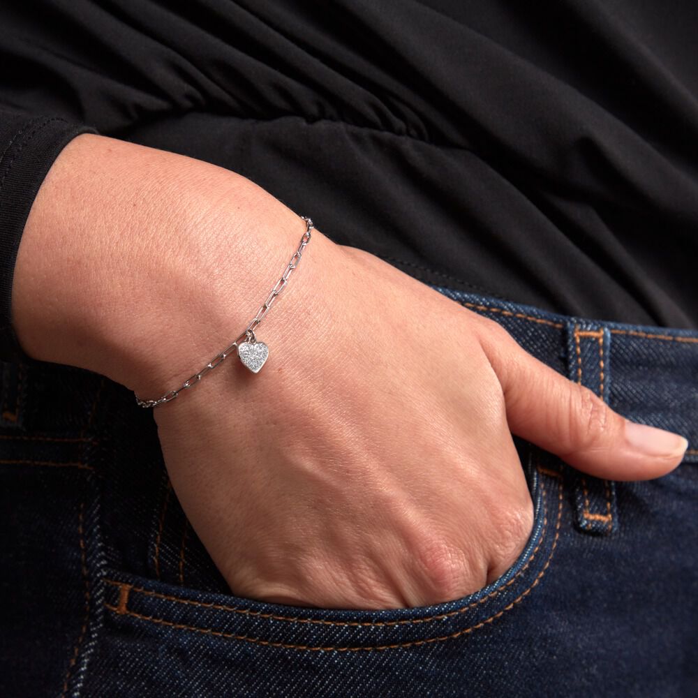 Bracelet Etincelante Argent Blanc - Bracelets chaînes Femme | Marc Orian