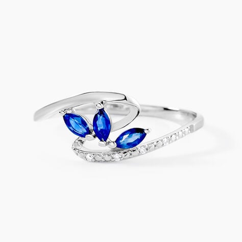 Bague Petale Or Blanc Saphir Et Diamant - Bagues fiançailles Femme | Marc Orian