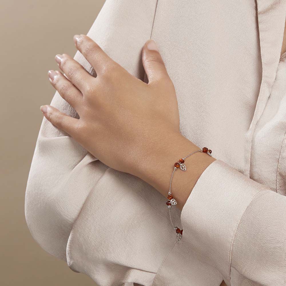 Bracelet Argent Blanc Nolana Ambre - Sélection Bohème Femme | Marc Orian