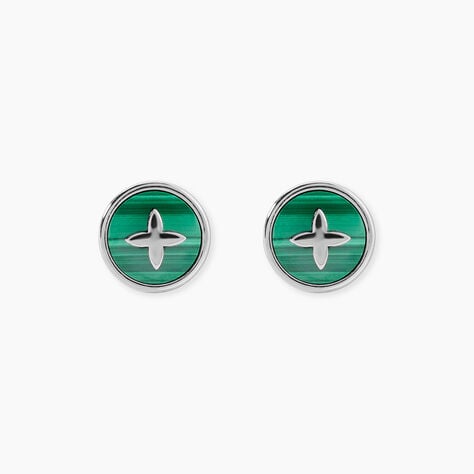 Boucles D'Oreilles Puces Talismania Argent Blanc Malachite - Puces Femme | Marc Orian