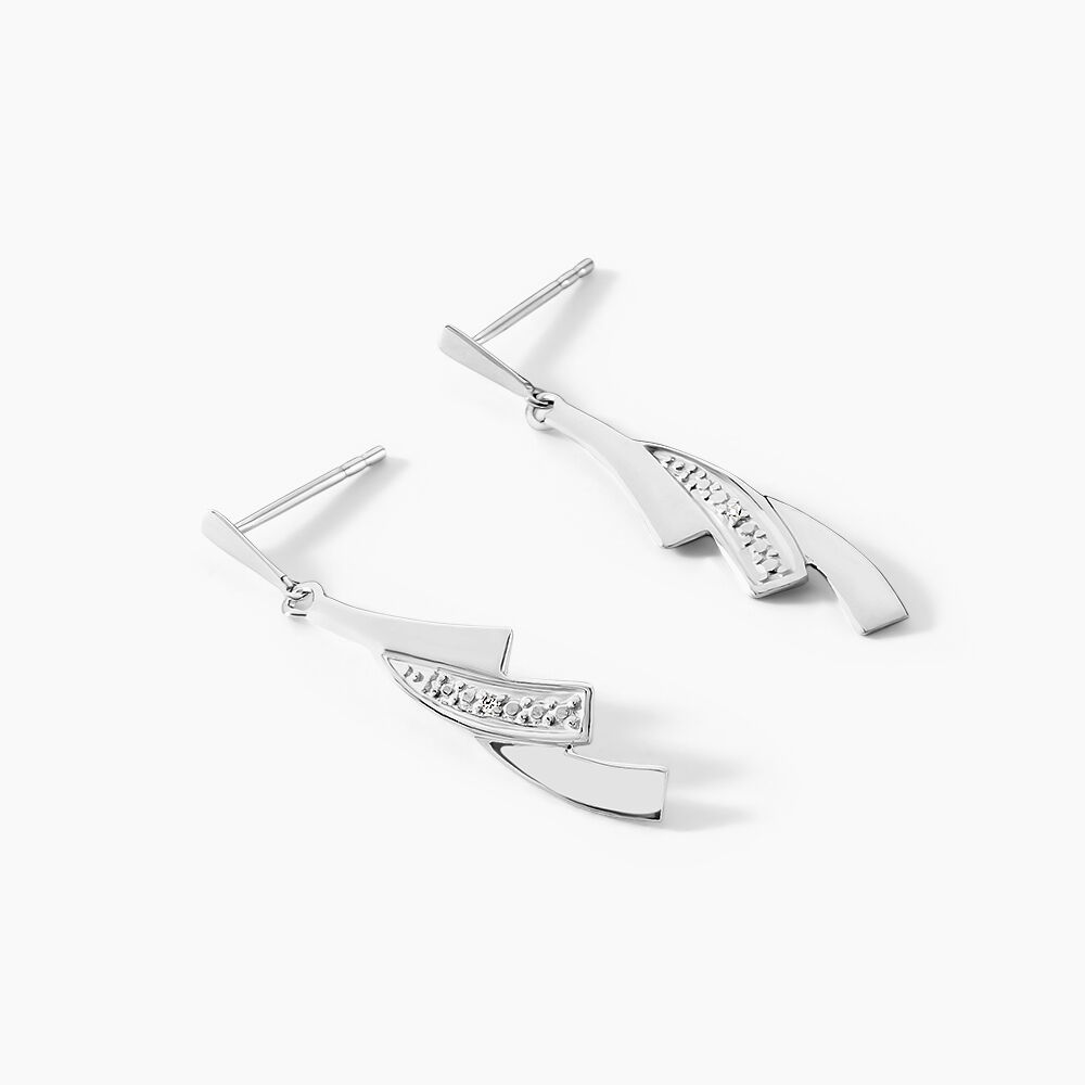 Boucles D'oreilles Pendantes Ainhoa Or Blanc Diamant - Pendantes Femme | Marc Orian