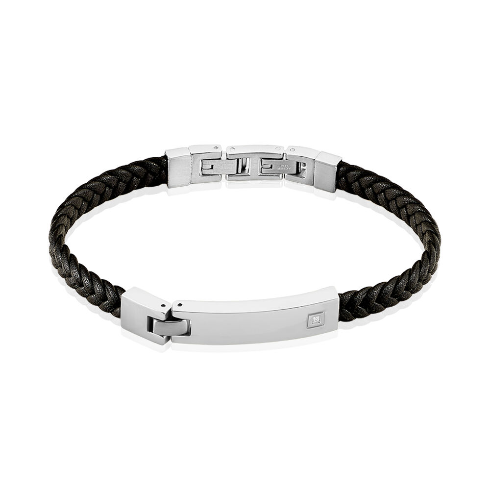 Bracelet Phebus Him Casual Acier Blanc Diamant - Bracelets cuir Homme | Marc Orian