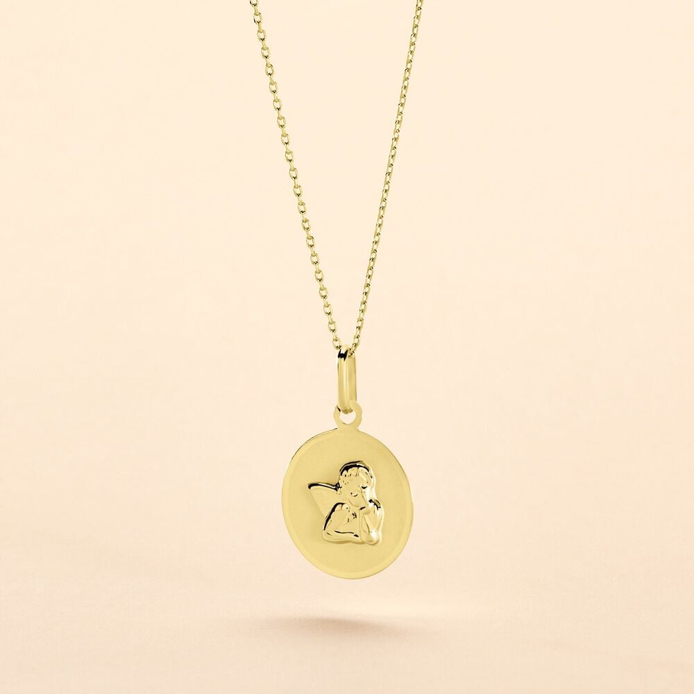 Pendentif Hanita Ange Rond Satine Or Jaune - M&eacute;dailles et m&eacute;daillons Famille | Marc Orian